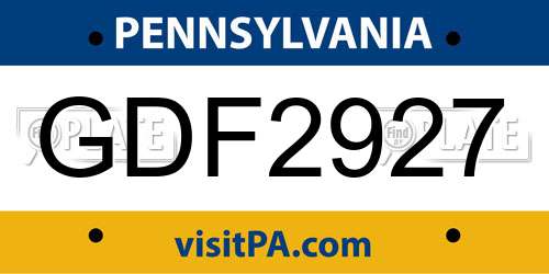GDF2927 Pennsylvania License Plate