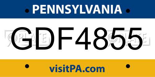 GDF4855 Pennsylvania License Plate
