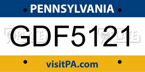 GDF5121 Pennsylvania License Plate