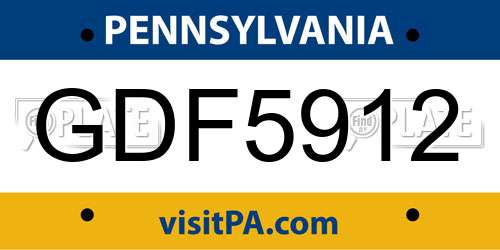 GDF5912 Pennsylvania License Plate