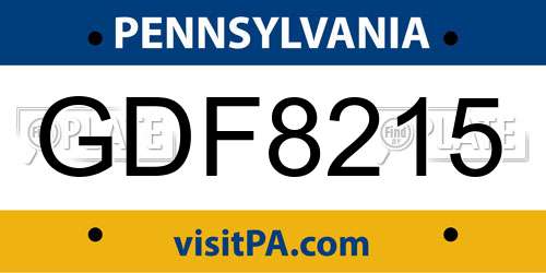 GDF8215 Pennsylvania License Plate