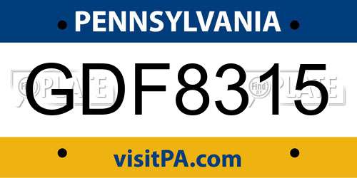 GDF8315 Pennsylvania License Plate