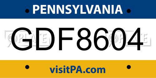 GDF8604 Pennsylvania License Plate