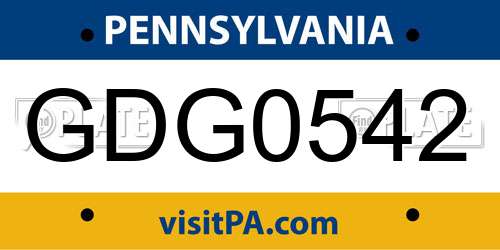 GDG0542 Pennsylvania License Plate