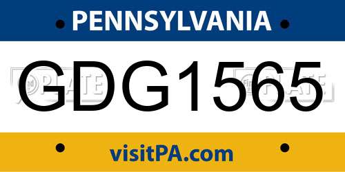 GDG1565 Pennsylvania License Plate