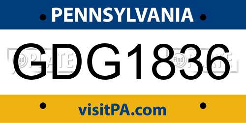 GDG1836 Pennsylvania License Plate