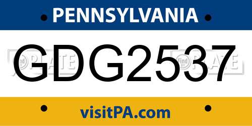 GDG2537 Pennsylvania License Plate