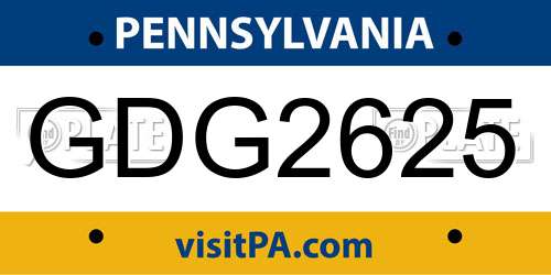 GDG2625 Pennsylvania License Plate