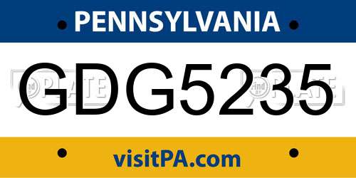 GDG5235 Pennsylvania License Plate