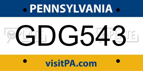 GDG543 Pennsylvania License Plate
