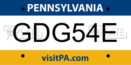 GDG54E Pennsylvania License Plate