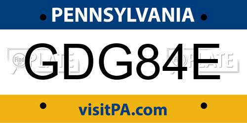 GDG84E Pennsylvania License Plate