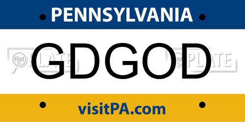 GDGOD Pennsylvania License Plate