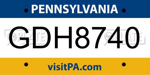 GDH8740 Pennsylvania License Plate