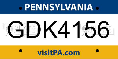 GDK4156 Pennsylvania License Plate
