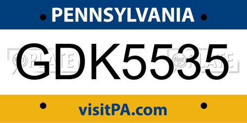 GDK5535 Pennsylvania License Plate