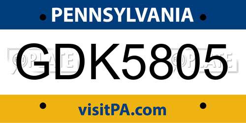 GDK5805 Pennsylvania License Plate