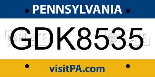 GDK8535 Pennsylvania License Plate