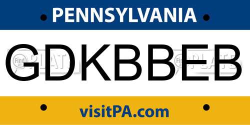 GDKBBEB Pennsylvania License Plate