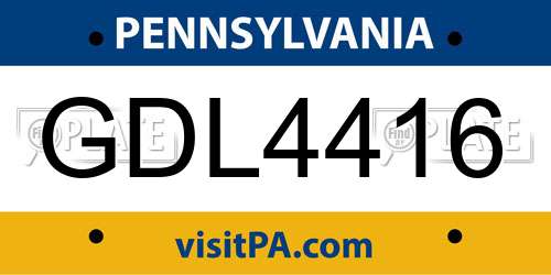 GDL4416 Pennsylvania License Plate