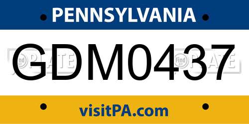 GDM0437 Pennsylvania License Plate