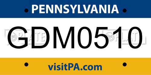 GDM0510 Pennsylvania License Plate