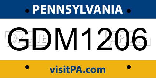 GDM1206 Pennsylvania License Plate