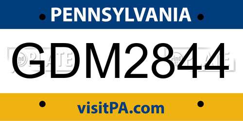 GDM2844 Pennsylvania License Plate