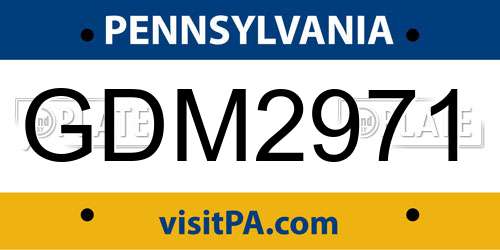 GDM2971 Pennsylvania License Plate