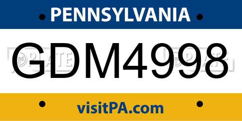 GDM4998 Pennsylvania License Plate