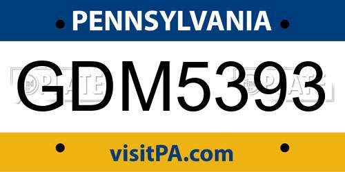 GDM5393 Pennsylvania License Plate