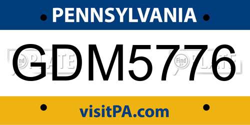 GDM5776 Pennsylvania License Plate