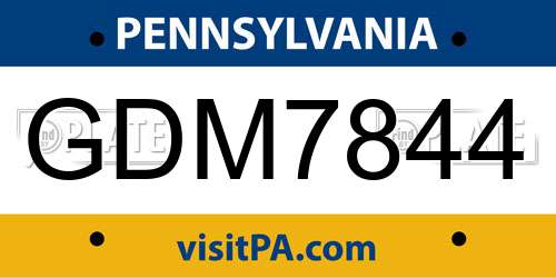 GDM7844 Pennsylvania License Plate