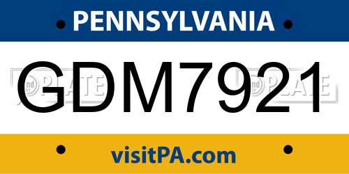 GDM7921 Pennsylvania License Plate