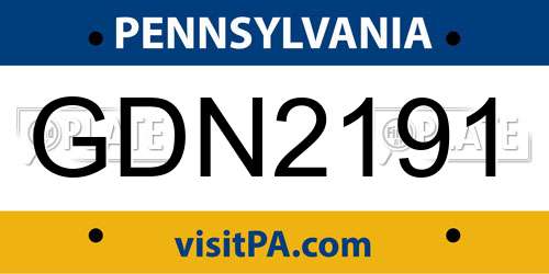 GDN2191 Pennsylvania License Plate