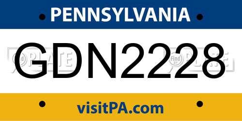 GDN2228 Pennsylvania License Plate