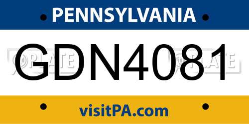 GDN4081 Pennsylvania License Plate