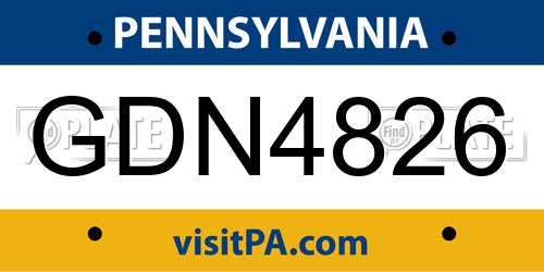 GDN4826 Pennsylvania License Plate