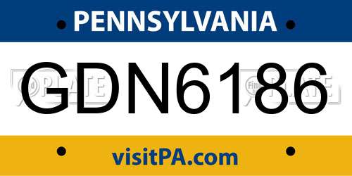 GDN6186 Pennsylvania License Plate
