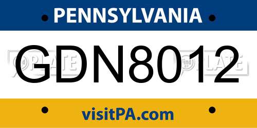 GDN8012 Pennsylvania License Plate