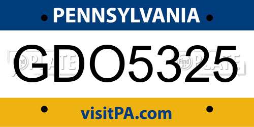 GDO5325 Pennsylvania License Plate