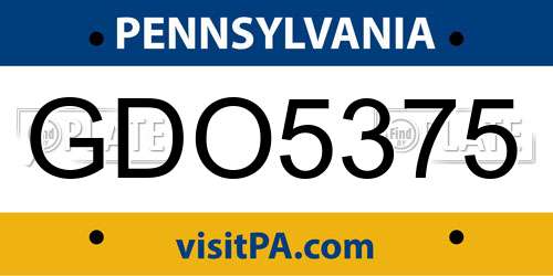 GDO5375 Pennsylvania License Plate