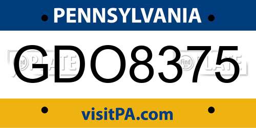 GDO8375 Pennsylvania License Plate