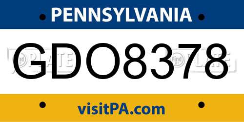 GDO8378 Pennsylvania License Plate