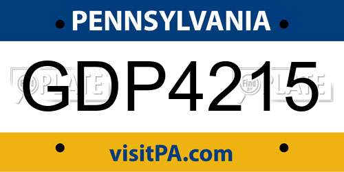 GDP4215 Pennsylvania License Plate