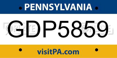 GDP5859 Pennsylvania License Plate