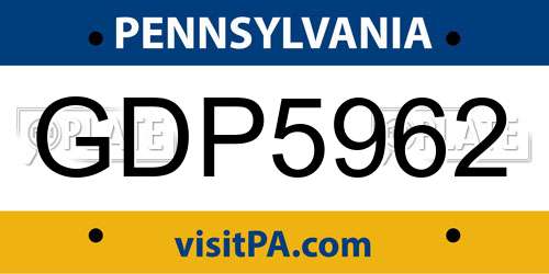 GDP5962 Pennsylvania License Plate