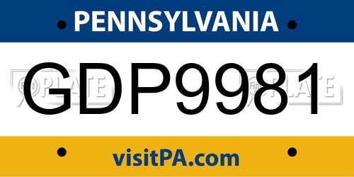 GDP9981 Pennsylvania License Plate
