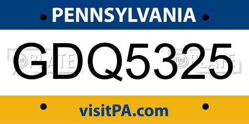 GDQ5325 Pennsylvania License Plate