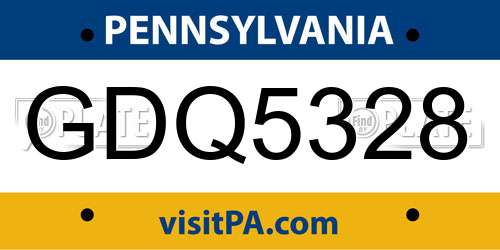 GDQ5328 Pennsylvania License Plate